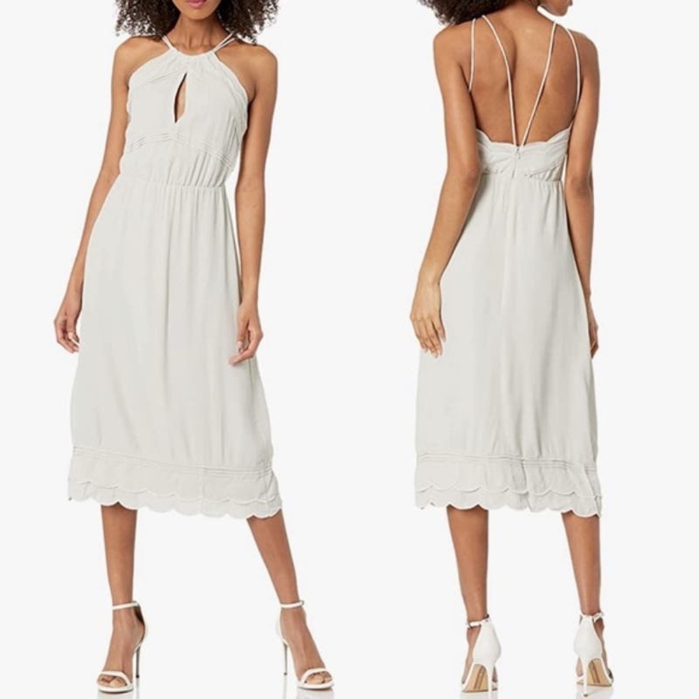 NWT Elliatt Women's Sleeveless Halterโ Open Back Elation Dress in Taupe. Size XS